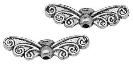 Křídla anděla zdobená 22x6,5mm, 50 ks, starostříbro