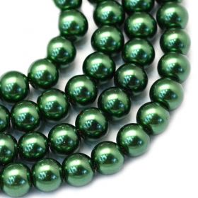 Voskované perle 6 mm, 146 ks, tmavě zelená