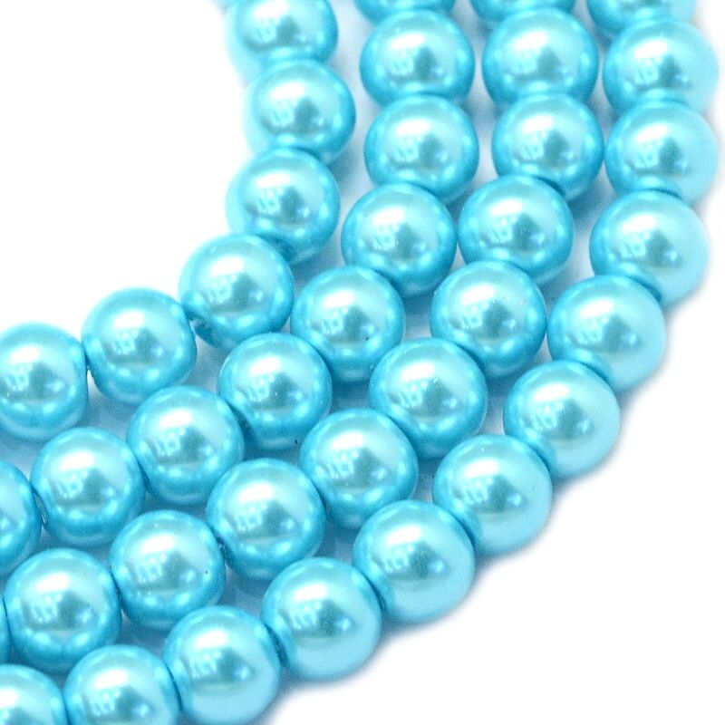 Voskované perle 6 mm, 146 ks, tyrkysové