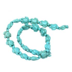 Želva ze syntetického tyrkysu 18x14x8 mm, 22 ks, modrozelená