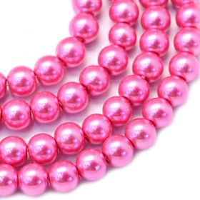 Voskované perle 8 mm, 106 ks, tmavě růžová