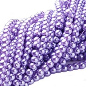 Voskované perle 8 mm, 110 ks, světle fialová