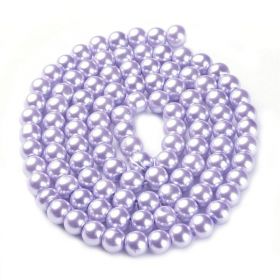Voskované perle 8 mm, 110 ks, světle fialová