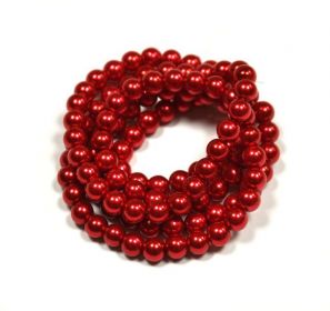 Voskované perle 6 mm , 145 ks, jasně červené