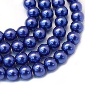 Voskované perle 6 mm, 136 ks, tmavě královská modrá