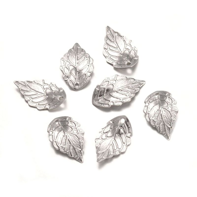 Přívěsek lístek z chirurgické oceli 304, 17,5x10 mm