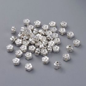 Korálek květ 5,5x3 mm, 50 ks, stříbrná barva