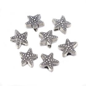 Korálek mořská hvězdice 11x10 mm, 10 ks, starostříbrná barva