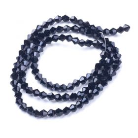 Skleněné sluníčko 4x4 mm, 87 ks, černá barva