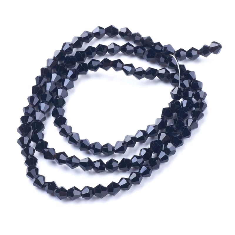 Skleněné sluníčko 4x4 mm, 87 ks, černá barva