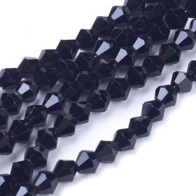 Skleněné sluníčko 4x4 mm, 87 ks, černá barva