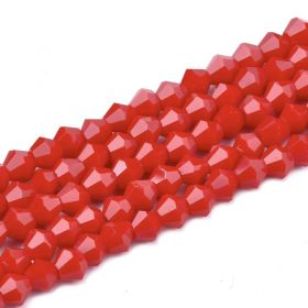Skleněné sluníčko 4x4 mm, 92 ks, imitace jadeitu - červené