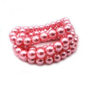 Voskované perle 8 mm, 106 ks, středně růžová