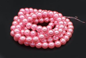 Voskované perle 8 mm, 106 ks, středně růžová