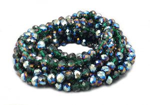 Slavík 4x3 mm, 138 ks, zelená s modrým a multi pokovem Slavík 4x3 mm, 138 ks, zelená s modrým a multi pokovem