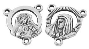 Spojka na růženec 18x16 mm, 20 ks, starostříbrná barva