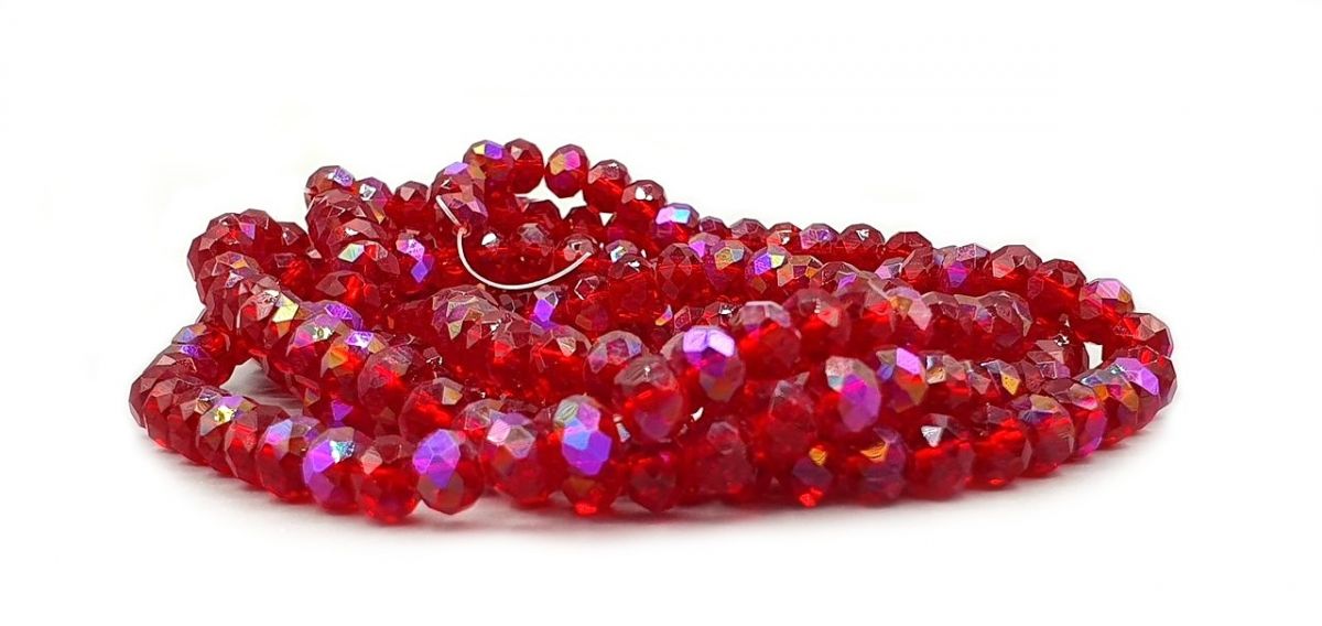 Slavík 3x2 mm, 158 ks, červená s duhovým pokovem