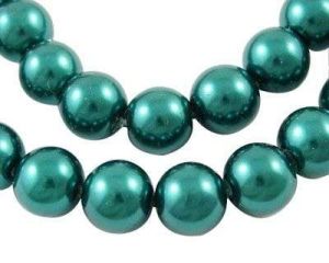 Voskované perle 4 mm, 110 ks, modrozelená