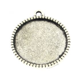 Přívěsek s očkem 31x27mm s lůžkem 25 mm, 10 ks, starostříbro