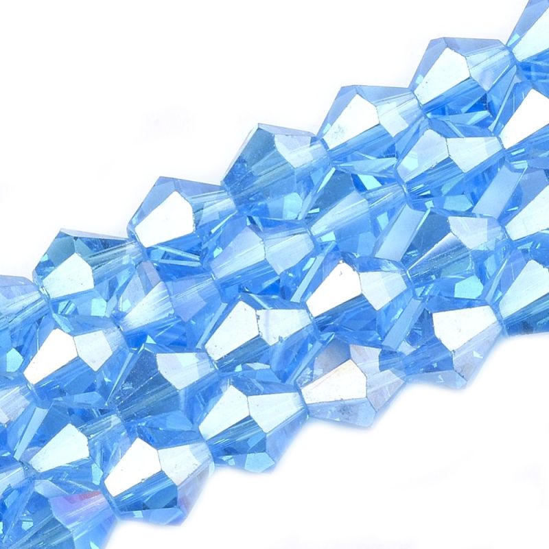 Skleněné sluníčko 6 mm, 50 ks, tyrkysová s lustrovým pokovem