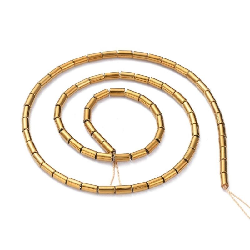 Skleněné válečky 5x2,5 mm, 75 ks, zlatá barva