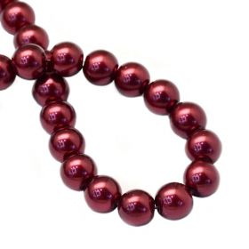 Voskované perle 6 mm, 145 ks, hnědočervená