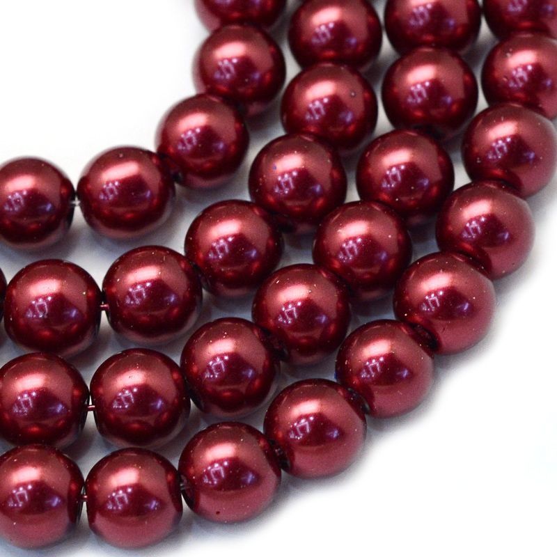 Voskované perle 8 mm, 106 ks, hnědočervená