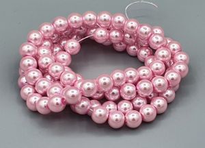 Voskované perle 8 mm, 108 ks, světle růžová č. 81