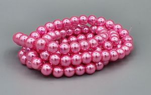Voskované perle 8 mm, 108 ks, tmavě růžová č. 80