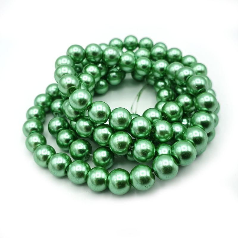 Voskované perle 4 mm, 216 ks, světle zelená