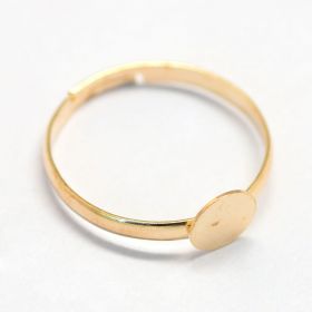 Polotovar prsten s ploškou k nalepení 6 mm, velikost 17,5 mm, 10 ks, zlatá barva ...