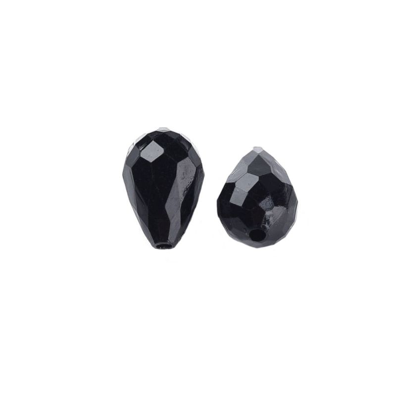 Akrylový drop 12x8 mm, 20 ks, černý