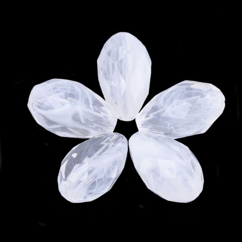 Akrylový drop 17x11 mm, 20 ks, mléčná bílá
