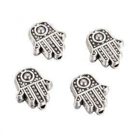 Hamsa korálek  12x10 mm, 10 ks, starostříbrná barva