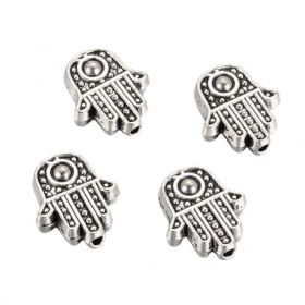 Hamsa korálek  12x10 mm, 10 ks, starostříbrná barva