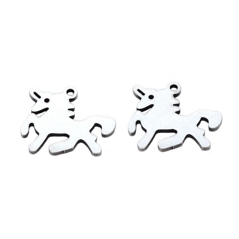 Přívěsek jednorožec 13x15x1 mm, chirurgická ocel, 10 ks