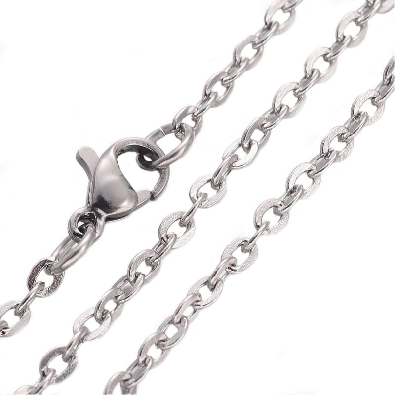 Řetízek s karabinkou z chirurgické oceli 304, 60 cm / 3x2,3 mm