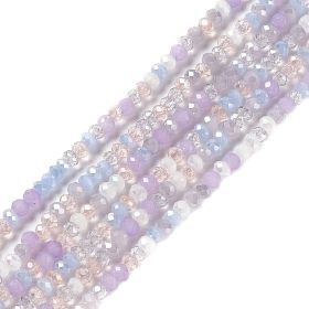 Skleněné broušené korálky 3x2,5 mm, 180 ks, mix lila