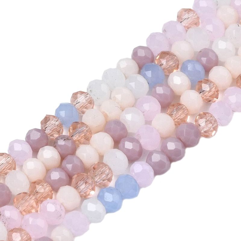 Skleněné broušené korálky 3x2 mm, 180 ks, mix růžová