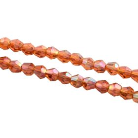 Skleněné sluníčko 4x4 mm, 88 ks, červenooranžová a AB pokovem