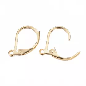 Náušnicový háček uzavřený 16x10 mm, 2 ks, chirurgická ocel, zlatá barva