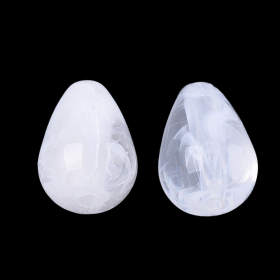 Akrylový drop 14,5x10,5 mm, 20 ks, mléčná bílá