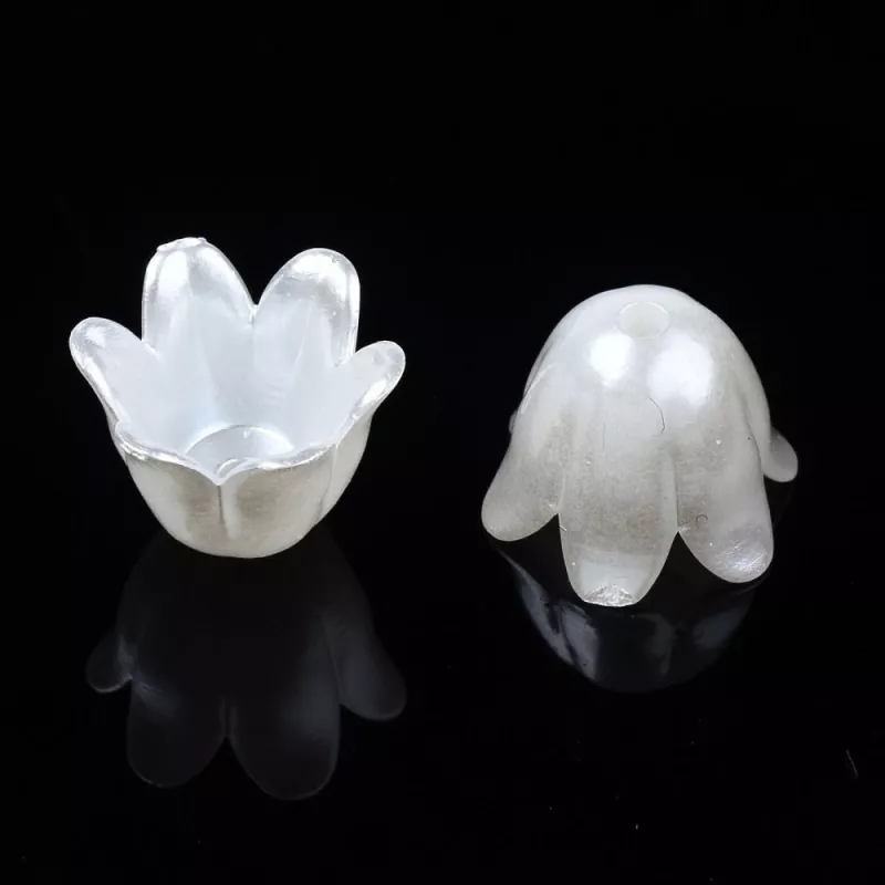 Akrylový zvonek 10x11 mm, 2 ks, perleťově bílá