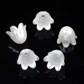 Akrylový zvonek 10x11 mm, 2 ks, perleťově bílá