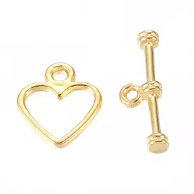 Americké zapínání srdíčko 12x14 mm, 20 ks, zlaté