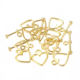 Americké zapínání srdíčko 12x14 mm, 20 ks, zlaté