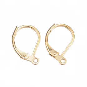 Náušnicový háček uzavřený 16x10 mm, 10 ks, chirurgická ocel, zlatá barva