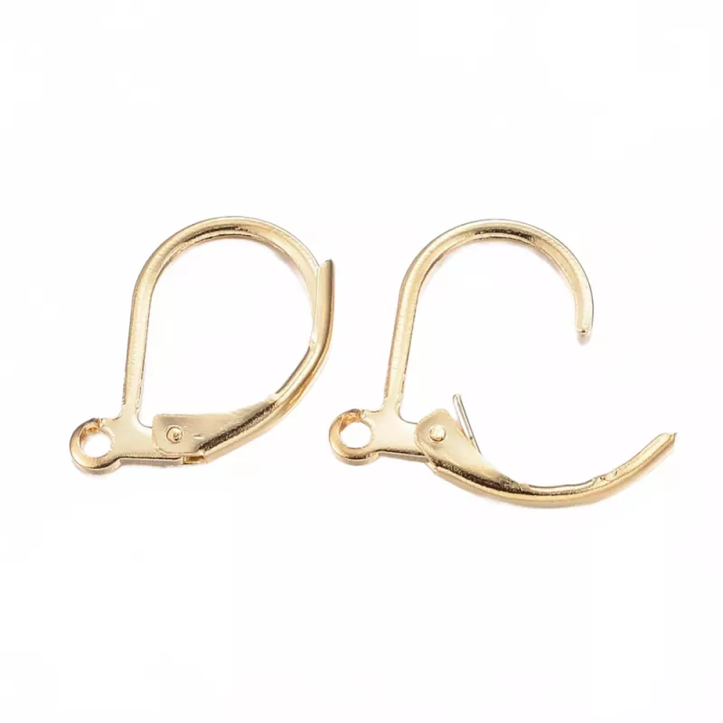 Náušnicový háček uzavřený 16x10 mm, 10 ks, chirurgická ocel, zlatá barva