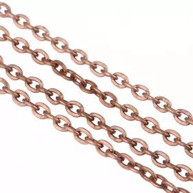 Řetízek jemný 3x2 mm, 1 m, měděný