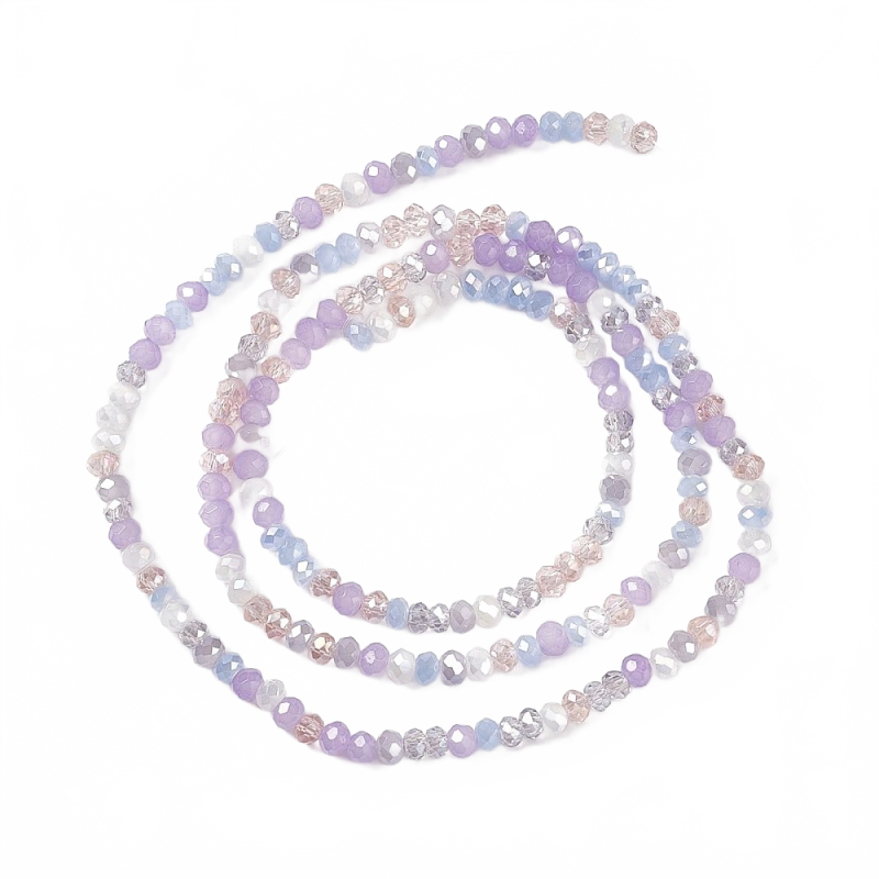 Skleněné broušené korálky 3x2,5 mm, 180 ks, mix lila